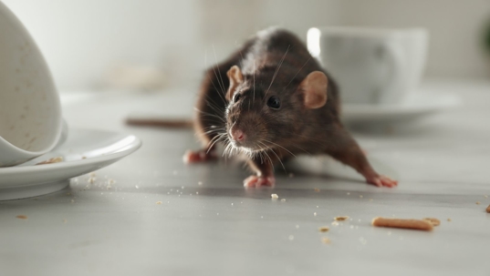 mouse in house eating crumbs